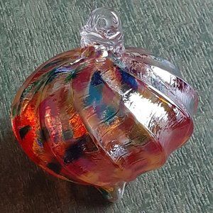 Hanging Glass Ball 4" Multi Colored AB Iridescent Glass Top (1) HB99 - Picture 1